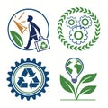 A set of vector logos on the theme of ecology and environmental protection. Royalty Free Stock Photo